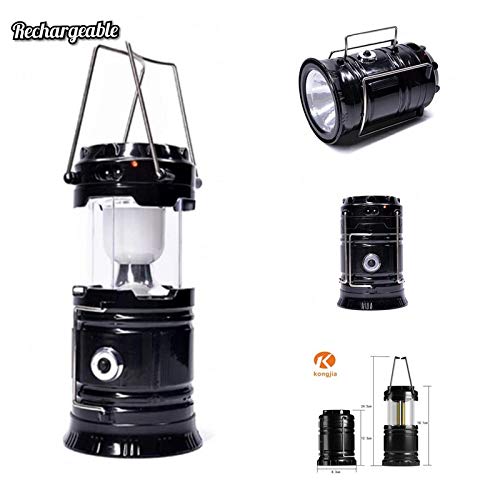 JMK 6 + 1 LED Emergency Light Lantern, USB Mobile Charging 2 Power Source Solar, (Color -Black)
