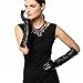 Suntasty Ladies Lambskin Genuine Long Leather Glove For Women Black