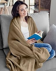Utopia Bedding Fleece Blanket King Size Camel