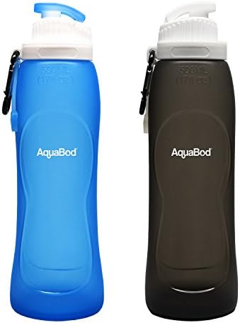 Aquabod Collapsible Water Bottle - BPA Free, 17oz - Set of 2, Leak Proof Silicone Foldable Sports Water Bottle, The Smart Hydration Solution