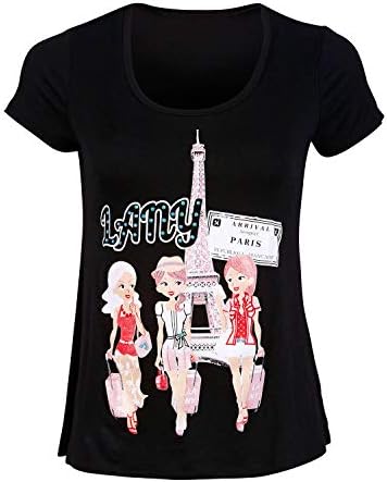 LANYOfficial Travel Girls in Paris Ultra-Soft Women Swoop Neck T-Shirt
