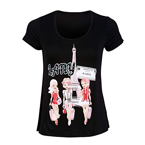 LANYOfficial Travel Girls in Paris Ultra-Soft Women Swoop Neck T-Shirt
