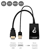 SIIG 4Kx2K HDMI to DisplayPort Converter Adapter for HDMI Equipped Systems to Connect to DP, Compliant with HDMI 1.4, DP 1.2, & HDCP - Ultra HD, USB Powered (CE-H22W11-S1)
