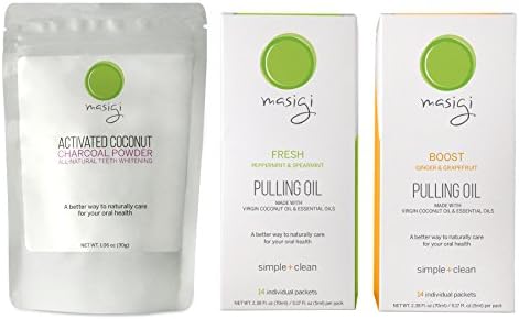 Masigi Activated Charcoal, Fresh & Boost Coconut Oil Pulling Mouthwash Bundle