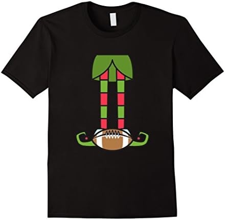 Mens Football Christmas Elf T-Shirt Christmas Pajama Shirt Small Black