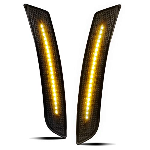 RUXIFEY Smoked Lens LED Side Marker Lights Front Bumper Sidemarker Lamps Reflectors Compatible with 2016 to 2018 Chevy Camaro Amber - Pack of 2