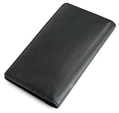 Visconti Jaws BD12 Black Leather Tall Checkbook Wallet 4" x 6.5" (Black / Red Multi)