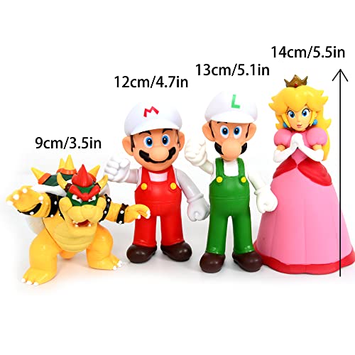 4pcs/Set Super Mario Toys Mario & Bowser & Princess Peach Action