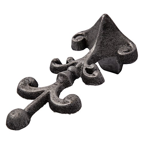 image for Fleur De Lis Cast Iron Door Stop | Decorative Door Stopper Wedge | wit