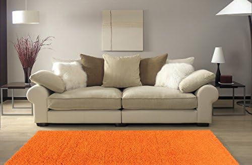 Shag Area Rug, Contemporary Solid Color, Anti-Bacterial, Olefin Fiber, 39-Inch-by-60-Inch (3x5), Orange