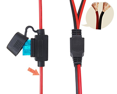 CUZEC 5.7ft/1.75m 16 AWG Extension Cord Dual Plug Socket with Battery Clamp 12V/24V Battery Clip-On and Cigarette Lighter Adapter (CU10112)