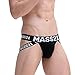 Men’s Sexy Low Rise Jock Strap Thong with Cup Pocket Black Size S