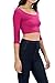 Auliné Collection Womens Trendy Solid Color Basic Scooped Neck and Back Crop Top 3/4 Sleeve Magenta Large