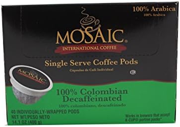 Mosaic 100% Colombian Decaffeinated Single Serve Coffee Pods, 40 Count