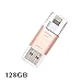 [Apple MFi Certified] USB 3.0 Flash Drive for iPhone iPad, GMYLE Mini External Storage Memory Expansion USB Stick with Lightning Connector (128GB) (Rose Gold)