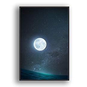 Framed Canvas Wall Art for Living Room, Bedroom Moon with Bright Canvas Prints for Modern Home Decoration Ready to Hang - 16"x24" inches