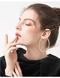 BSJELL - Pendientes de aro grandes para mujer, con cristales de estrás, diseño de círculo, chapado en oro y oro rosa