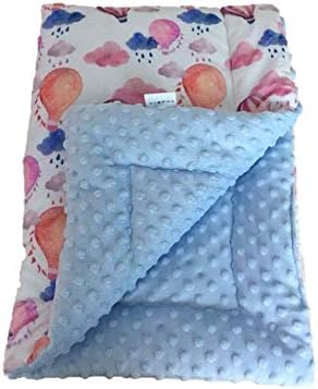 KidzCrowd Small Minky Dot Fabric Soft Touch Personalized Sky Blue Design Cartoon Velvet Baby Quilt