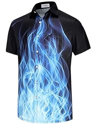 KYKU Flame Bowling Shirts for Men Hawaiian Shirt