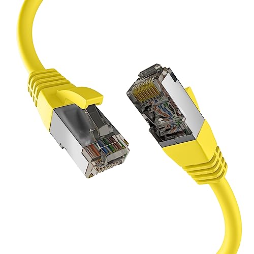 EFB-Elektronik - CAT. 8 network cable up to 40 Gbit - 1.5 m LAN cable Ethernet cable patch cable with kink protection - PoE transfer of data and power - RJ45 connection, S/FTP PIMF shielding - Yellow