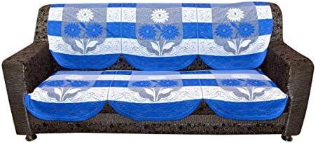 vivek homesaaz Polyester Embossed Printing 3 Seater Kniting Sofa Cover Set,(Multicolour, 176x68.5cm) - 6 Pieces