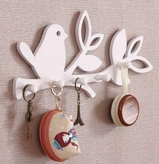 Kewei Bird Love Design Diy Decorative Wall Shelf With Hook Key Holder Wall Mounted U007fstorage Rack Shelf Hanger Bathroom Storage Rack Color Birds Amazon Co Uk Kitchen Home