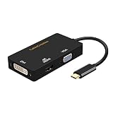 CableCreation 3 in 1 USB Type C Male to DVI + HDMI 4K + VGA Female Adapter, Compatible with MacBook Pro,iPad Pro/MacBook Air 2018,Chromebook Pixel,XPS 13/15,(Thunderbolt 3 Compatible), Black/10 cm
