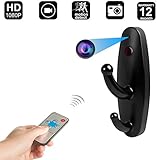Mini Nanny cam spy Hidden Remote Control Camera Clothes Hook Video Recorder Motion Activated Security DVR Black