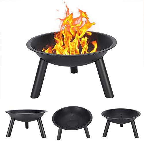 Wegi King Patio Fire Pit,Outdoor Fire Pit Accessories Round Fire Bowl 22" Iron Fire Pit Bowl Backyard Patio Garden Burning Heater Fireplace