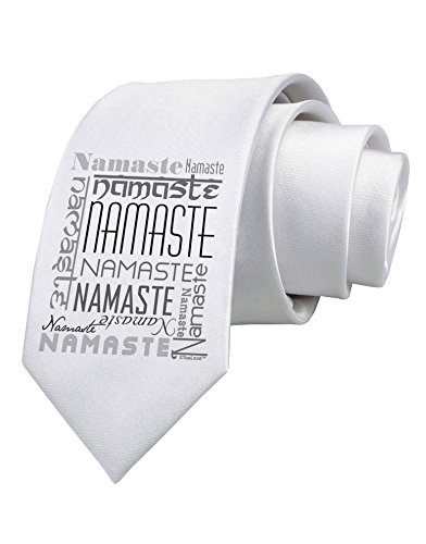 TooLoud Namaste Rectangle Printed White Neck Tie