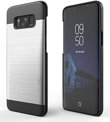 Galaxy S8 Plus Case, HANSMARE INO LINE[Brushed Polycarbonate Textures][Shockproof][Drop Protection][Silver] Premium Shock Absorbing Protective Metal Case for Samsung Galaxy S8 Plus 6.2" (Silver Black)