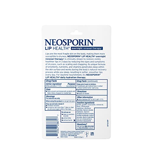 Neosporin Lip Health Overnight Healthy Lips Renewal Therapy Petrolatum
