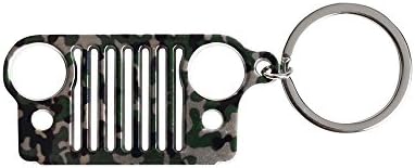 Camouflage Front Grille Style Stainless Steel for Jeep Wrangler Accessories Grill Key Chain, KeyRing CJ, JK, TJ, YJ, XJ (Rainbow)