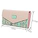 FUNOC Womens Envelope Leather Wallet Button Clutch Purse Long Handbag Zip Bag (Green)