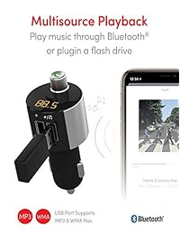 TalkWorks   Cargador de coche con transmisor FM Bluetooth y puerto dual inalámbrico para iPhone XS, XS Max, XR, X, 8, 7, 6, SE, 5, Samsung Galaxy S8 S9