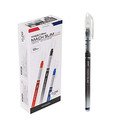 Morning Glory Mach Slim Ball Pen 0.28 mm Fine Point Tip (12 pcs) (Black)