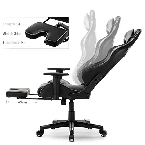 IntimaTe-WM-Heart-Sedia-da-Gioco-Sedia-da-a-Corsa-Sedia-Gaming-Sedia-da-Ufficio-ergonomica-Sedia-per-Computer-Sedia-Girevole-con-poggiapiedi-Grigio