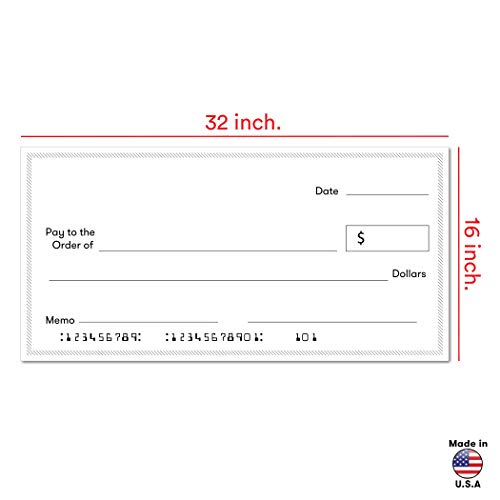 Giant Fake Award Presentation Check - 32" x 16" - Large Novelty Endowment Check for Endowment, Donations, Fundraiser - Big Blank Oversized Raffle Sweepstakes Reward Winners Check (2 Pack)
