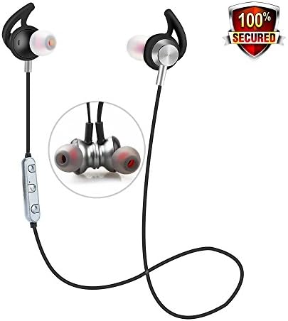 Bluetooth Headphones ,UENF Wireless 4.1 Magnetic Earbuds aptX Stereo In-Ear Earphones Noise Cancelling Gym Running Headset with Mic (Metallic Grey)