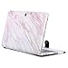 MOSISO Compatible with MacBook Air 13 inch A1466 / A1369 (Older Version Release 2010-2017), PU Leather Book Folio Protective Stand Cover Sleeve, Pink Marble