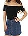 Allegra K Women Short Sleeves Slim Fit Off the Shoulder Top