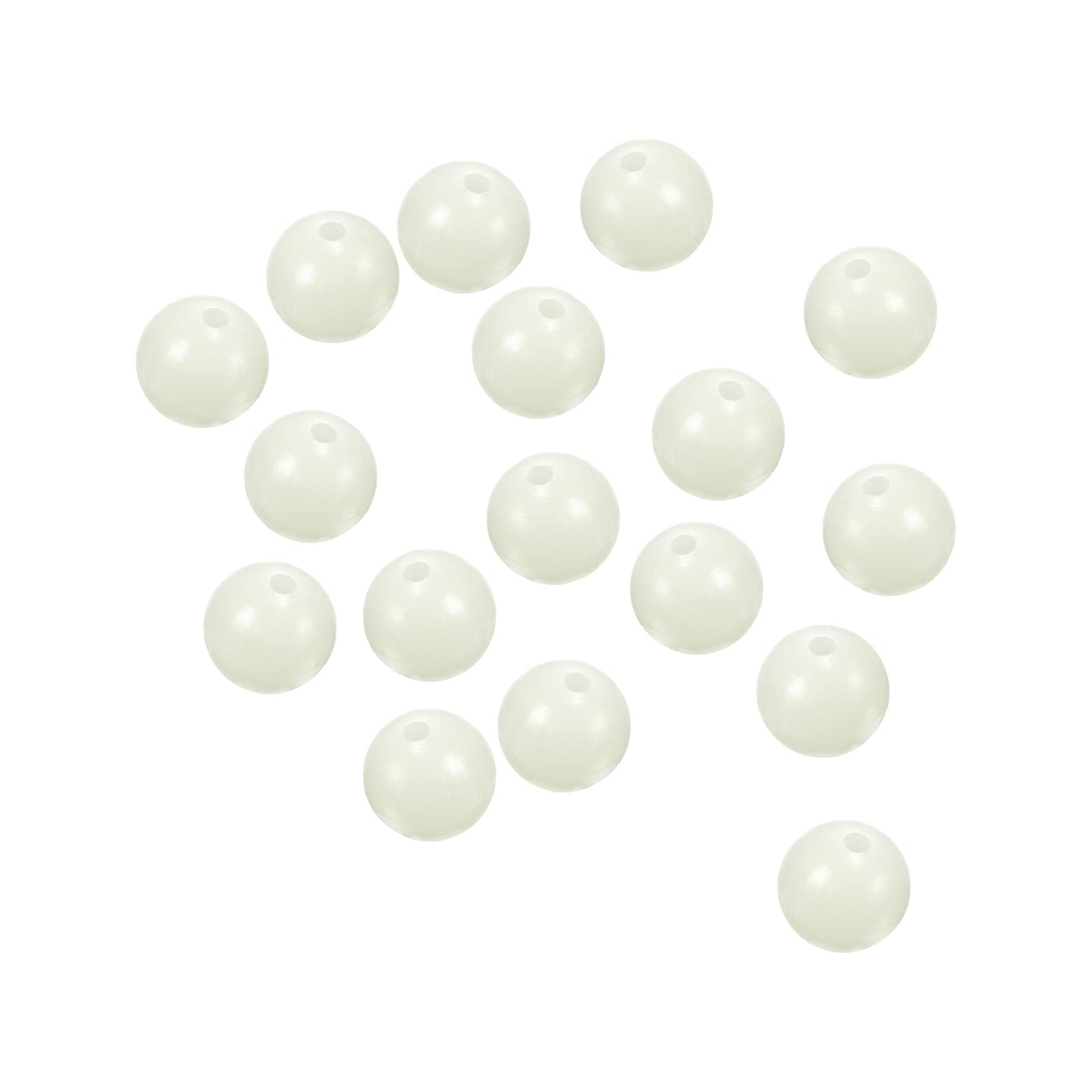 PATIKIL 10mm Luminous Fishing Beads, 200 Pieces Soft Plastic Glow Fishing Bait Eggs Rig Bead Tackle Tool Round, White