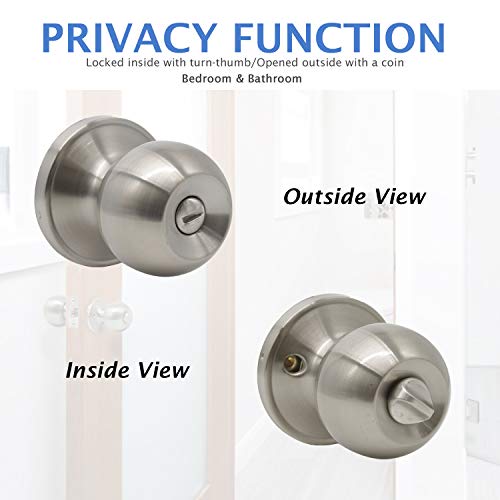 10 Pack Bedroom Bathroom Door Knobs Handles Satin Nickel FinishKeyless