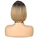NOBLE Bob Wigs for Women Short T Part HD Lace Front Wigs Ombre Brown Blonde Synthetic Blunt Cut Bob Lace Front Wigs for Party and Daily Use 10 Inch