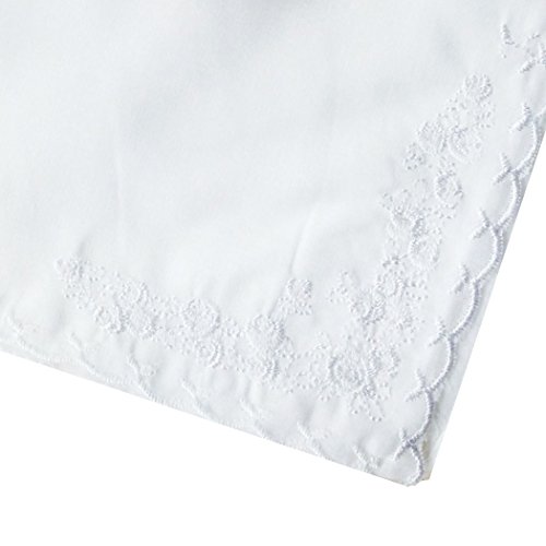 Gift Set- 6 Pk Laides Large Soft 100%Cotton Rose Embroidery Hankerchiefs Hankies