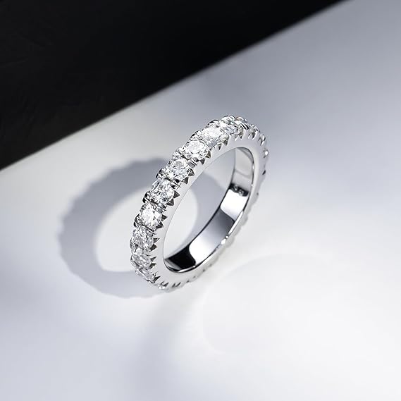aomoso Women's Ring, Moissanite Ring, 925 Sterling Silver Ring, Certified Women's Ring, Women's Engagement Ring, Purity D+VVS1, Luxury Women's Rings Ideal for Engagement, Weddings, Couples, Mothers