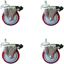 5 Inch Total Lock Caster - Red Polyurethane Wheel - 1/2