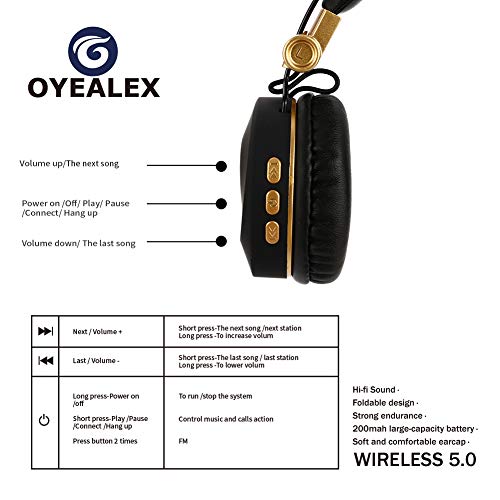 EK-MH9 Bluetooth Headset Extra Long Standby [Wireless Headset] for Outdoor/Sports/Game/Music High Fidelity, Active Noise Cancelling Headphones (Gold)