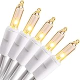 Brizled Christmas Lights, 300 Count 69.6ft Incandescent Mini Christmas Lights, Connectable 120V UL Certified Clear Christmas Tree Lights for Xmas, Wedding, Bedroom, Porch Decor, White Wire, Warm White