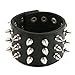 HZman Unisex Metal Spike Studded Punk Rock Biker Wide Strap Leather Bracelet